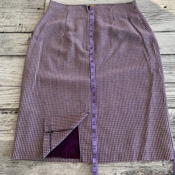Vintage Geometric Houndstooth Knee Length Pencil Skirt - Picture 12 of 12